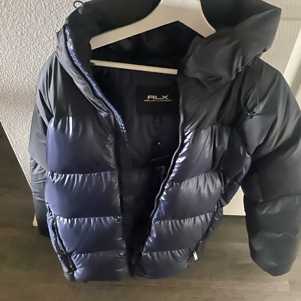 Brand new with tags Polo RX puffer black and blue….  Size XS…